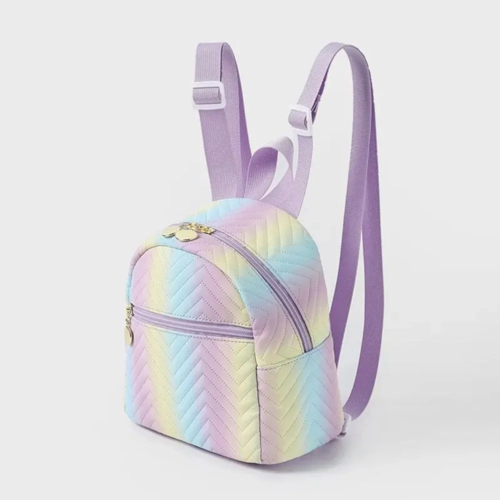 Rainbow Backpack PU Material Pastel Colors Small